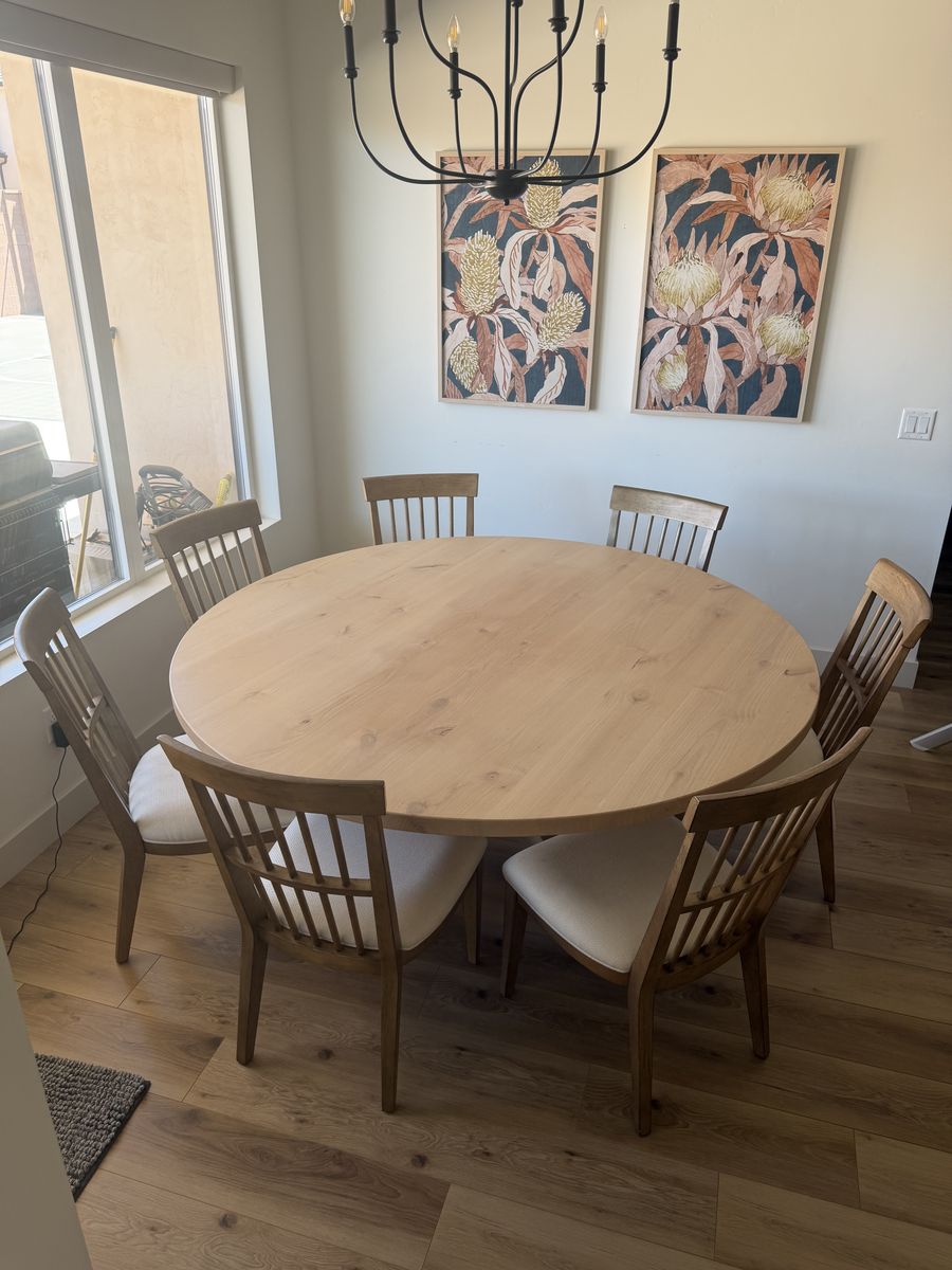Passport Furniture 72" Solid Wood Dining Set – Table + 7 Chairs – Excellent Condition –