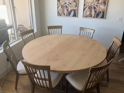 Passport Furniture 72" Solid Wood Dining Set – Table + 7 Chairs – Excellent Condition –