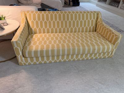 Small yellow sofa, needs new legs
