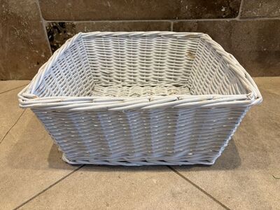 Large Square White Wicker Basket