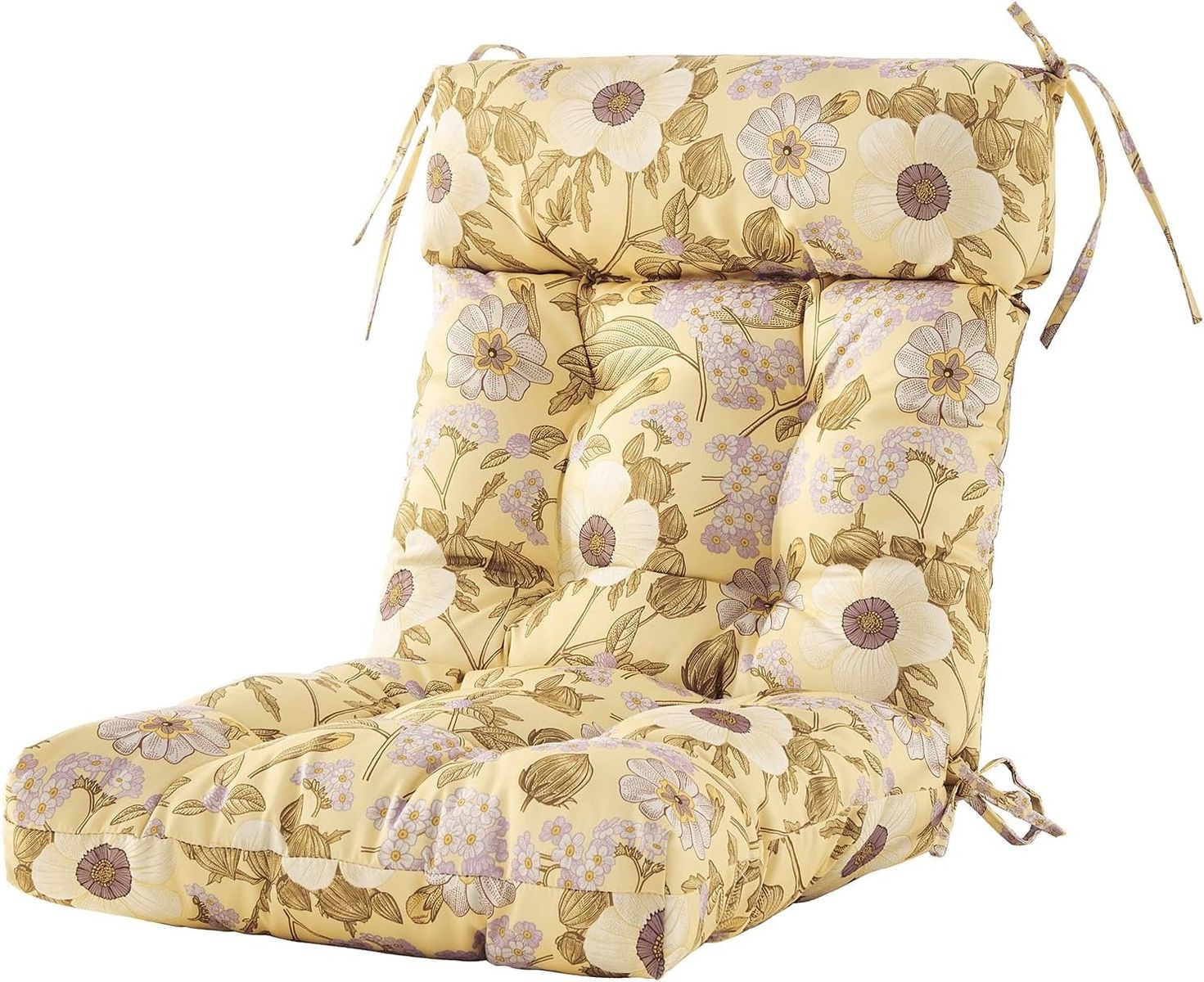 New ARTPLAN Floral High Back Patio Chair Cushion
