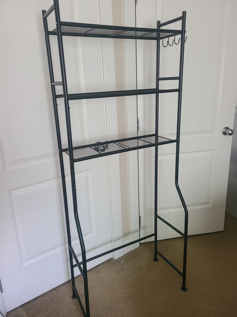 Black metal toilet shelf
