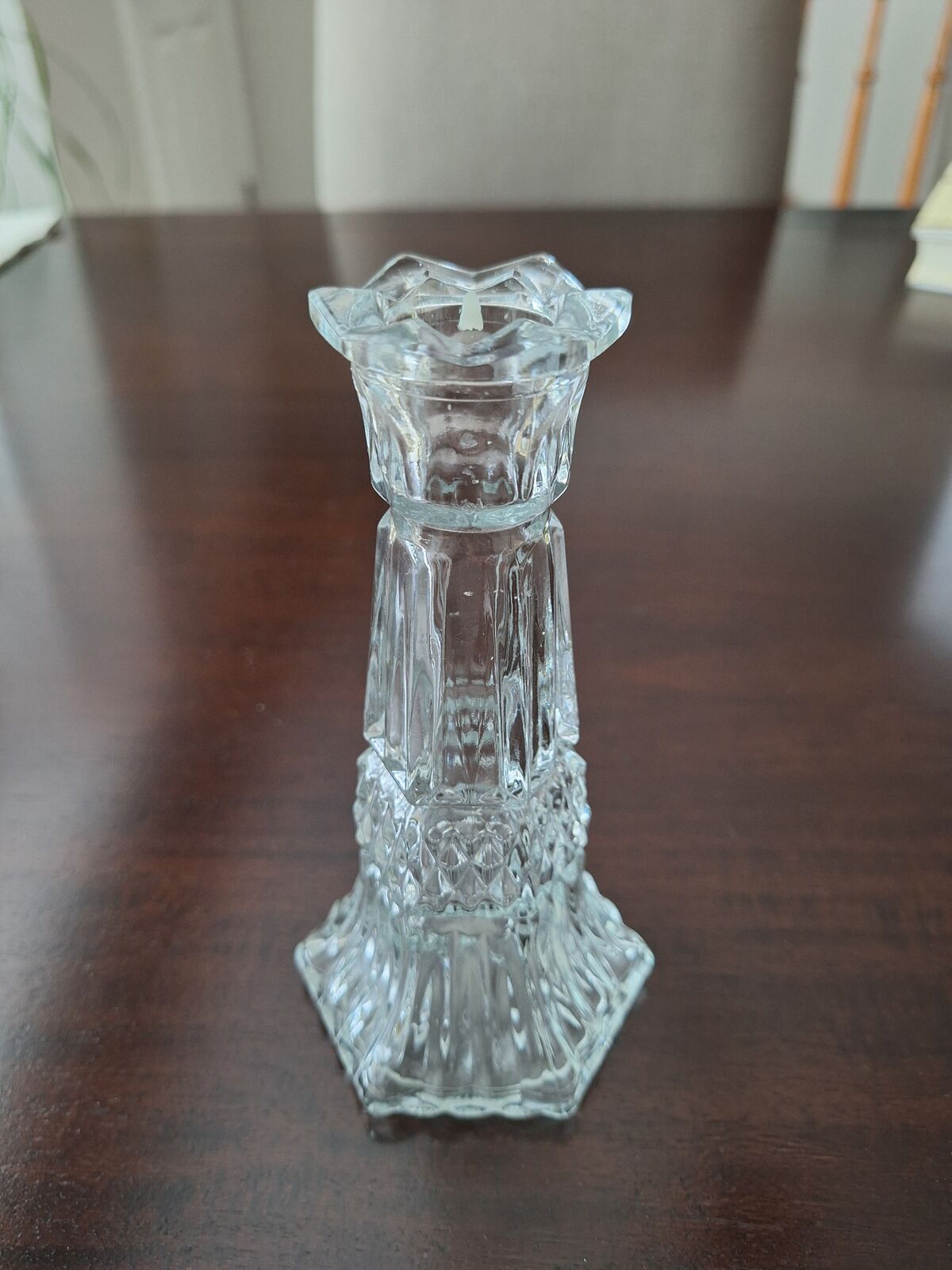 Vintage Crystal Cut Glass Candle Holder