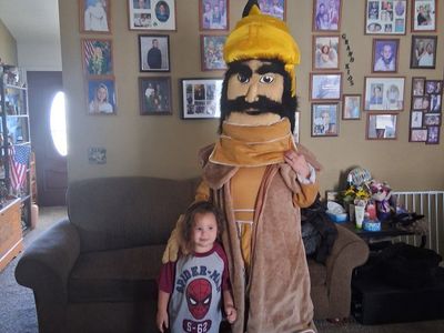 Adult Mascot Costume - Yellow & Brown Faux Fur with Detachable Head
