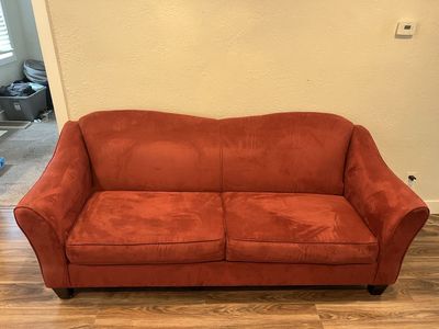 Red Loveseat - Good Condition, Two-Seater Sofa