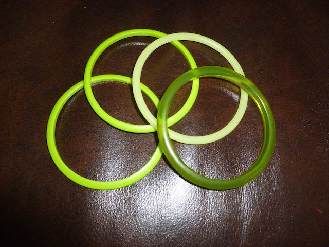 Vintage Late 1950's - Early 1960's Green Bracelet /Bangles Set