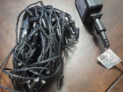 Unbranded Black String Lights white with AC Adapter, 120V 60Hz, Intertek 4002352