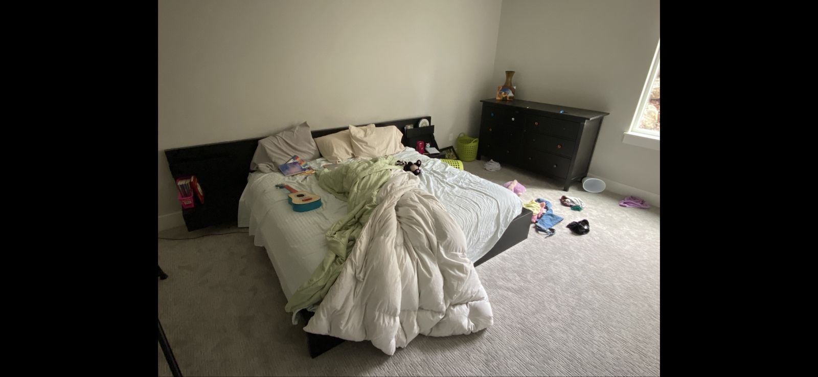 Ikea Malm Style King Size Bed with Matching Nightstands including Mattress.