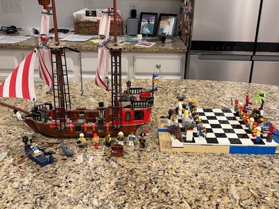 LEGO Pirates Brickbeard's Bounty Ship Set (6243) & Pirates Chess Set Bundle