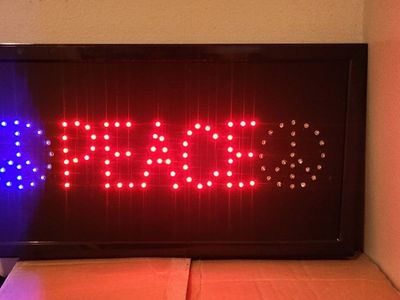 Unique "PEACE" LED Light Up Sign - Red & Blue Peace Symbol Decor