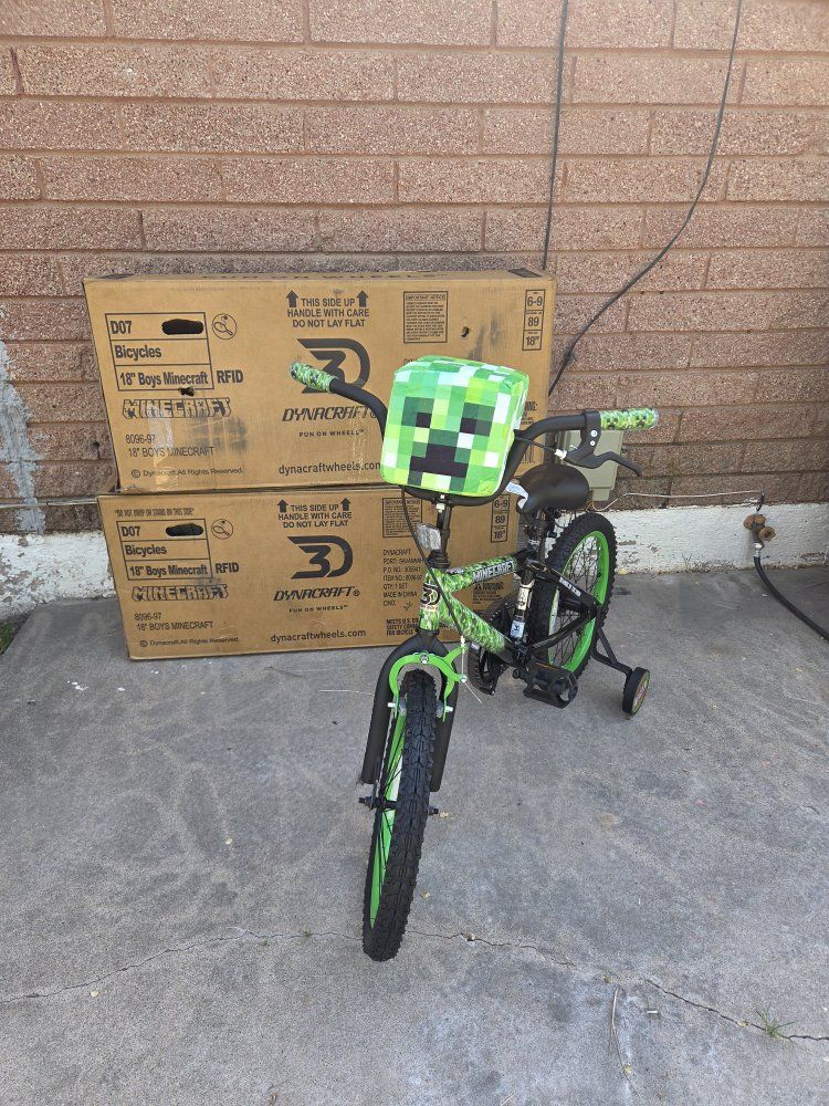 Dynacraft Minecraft Unisex 18" BMX Bike, Kids Age 6-9 Years, Green