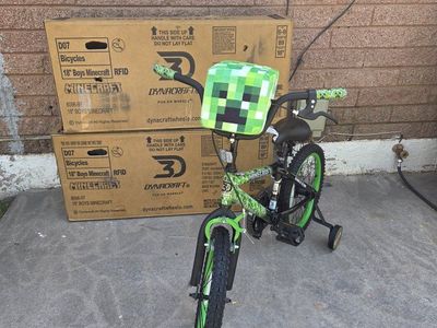 Dynacraft Minecraft Unisex 18" BMX Bike, Kids Age 6-9 Years, Green