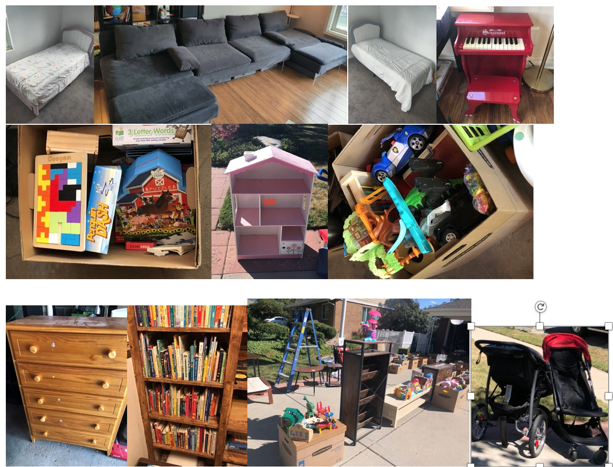 Moving sale tomorrow (May 25 9-2pm 2484 E Skyline Dr., SLC 84108.)