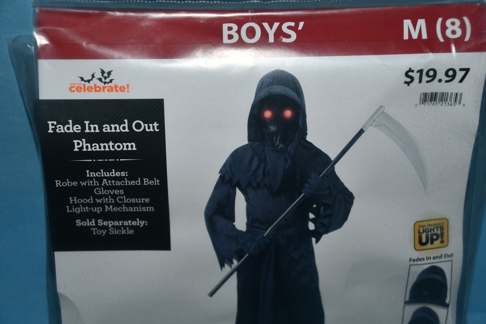 NIP BOYS "FADE IN & OUT" PHANTOM HALLOWEEN COSTUME ~ SIZE M (8) ~ LIGHTS UP