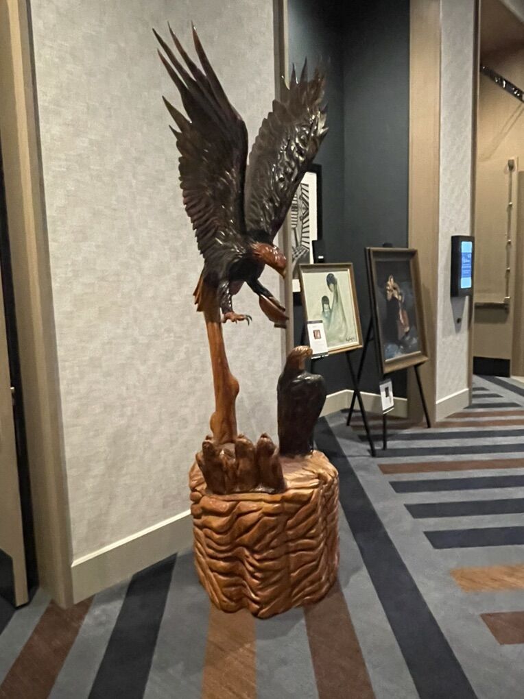 Hand-Carved Wooden Eagle Statue - One Of A Kind!