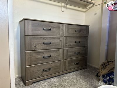 Spacious Gray 8-Drawer Wooden Dresser - Good Condition