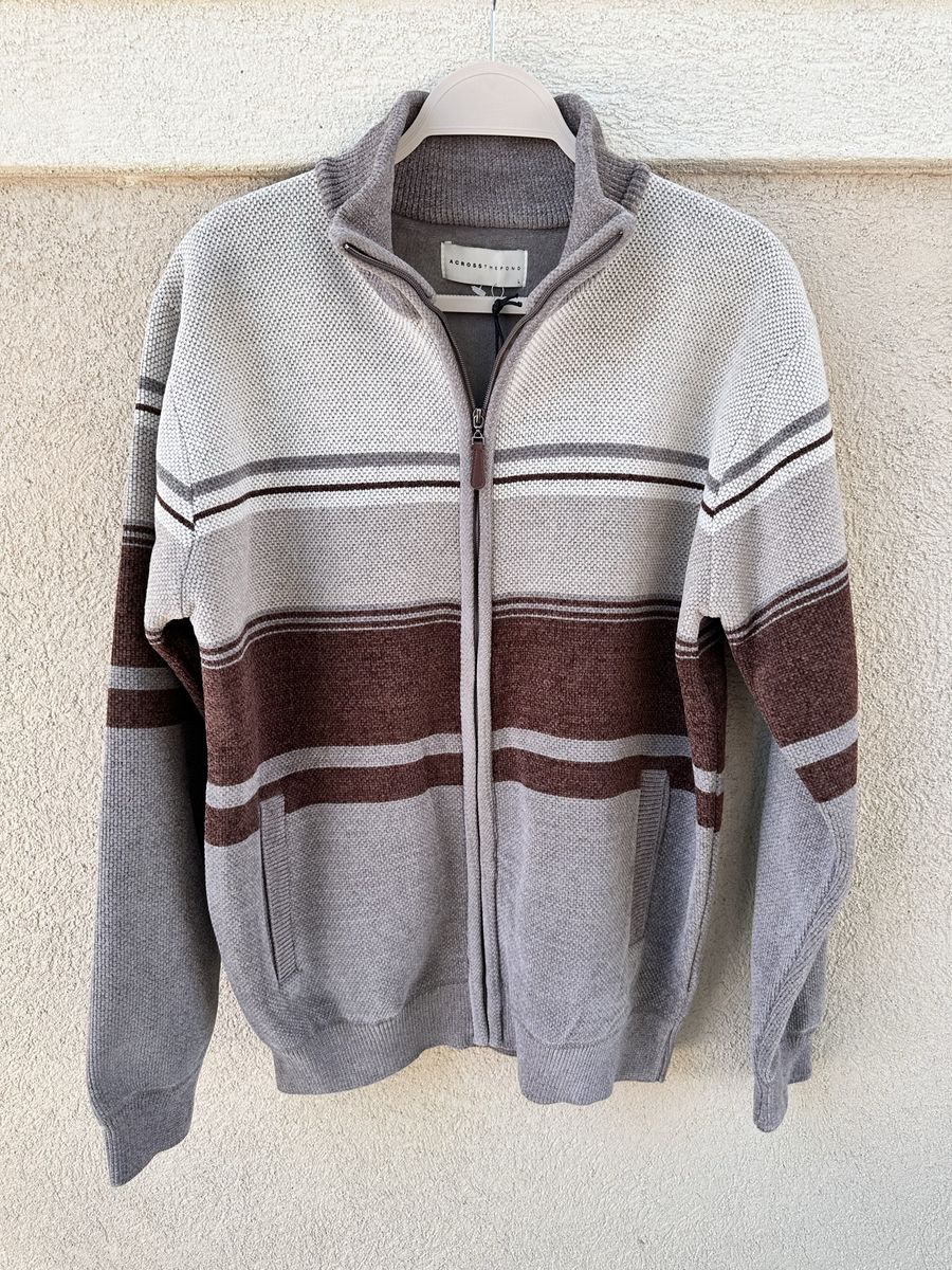 New Mens Cardigan Zip Up Sweater