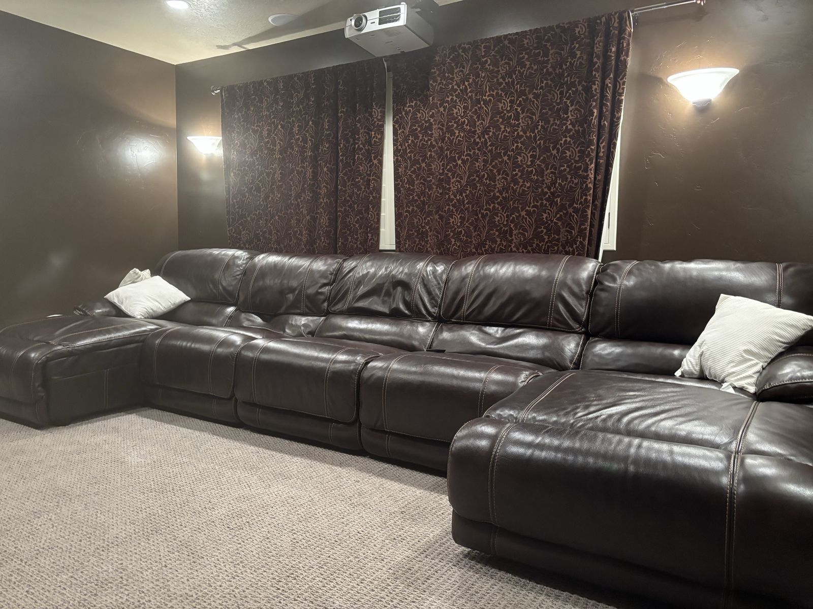 Brown Leather Reclining Sectional – Home Theater Sectional