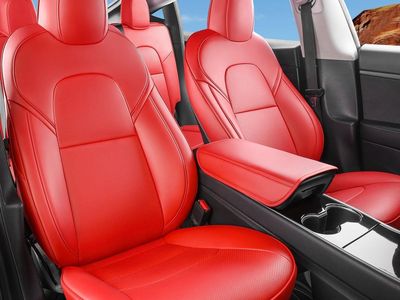 2020-2024 Tesla Model Y (5 Seat) Nappa Bright Red Full Seat Cover Set