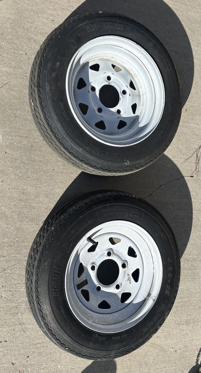 Hi-Run 4.8 - 12 Trailer Tires 5 lug 2 ply trailer tires USED (see pictures)
