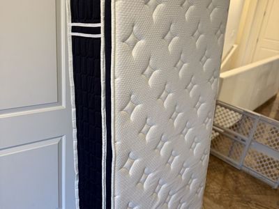 White and Dark Blue Quilted Mattress twin like new $100