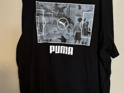 Puma Black Graphic T-Shirt Soccer Football Print Size 3XL