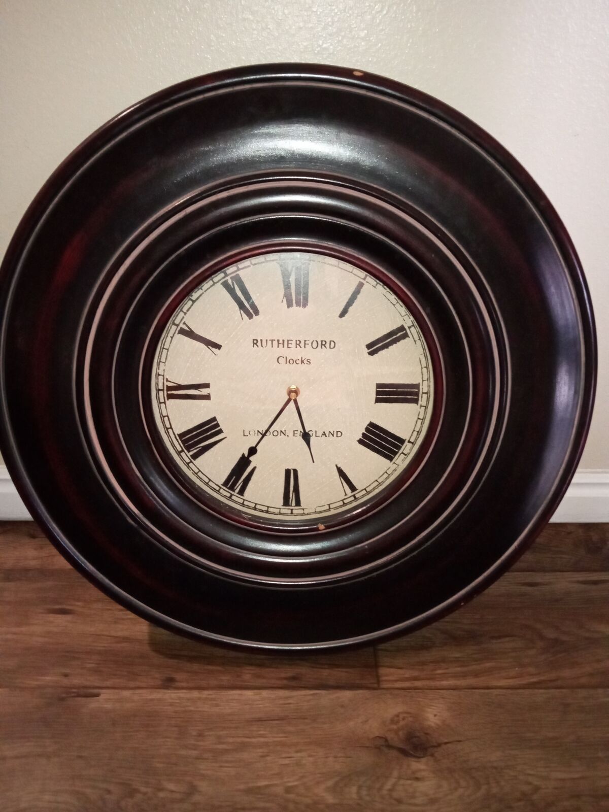 Rutherford wall clock London England large close to 2 feet on the round