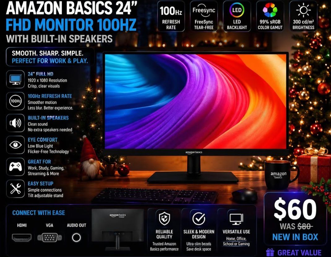 Amazon Basics 24" FHD Monitor 100Hz with Built-In Speakers #18