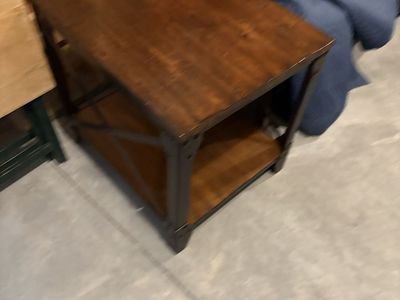 Rustic Industrial Wooden Side Table with Metal X-Brace Frame and Lower Shelf