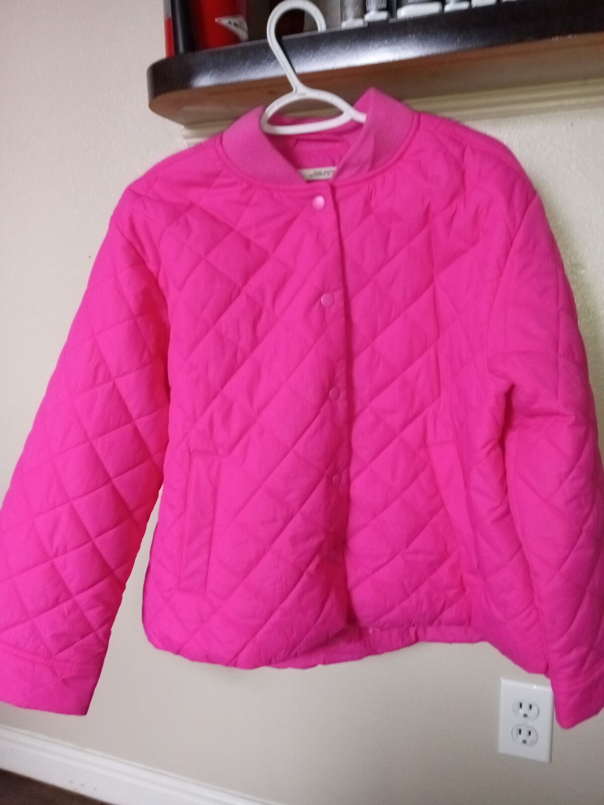 New pink quilted waterproof coat size M