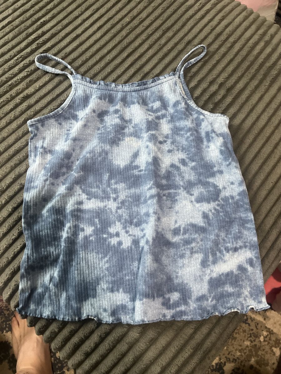SO Blue Tie Dye Ribbed Spaghetti Strap Tank Top XL 14/16