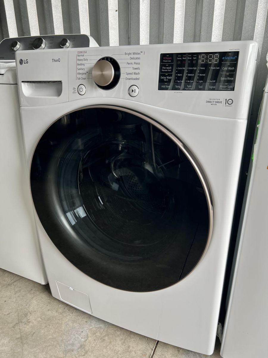 LG Stackable SMART Front Load Washer in White with Steam and TurboWash360 Technology