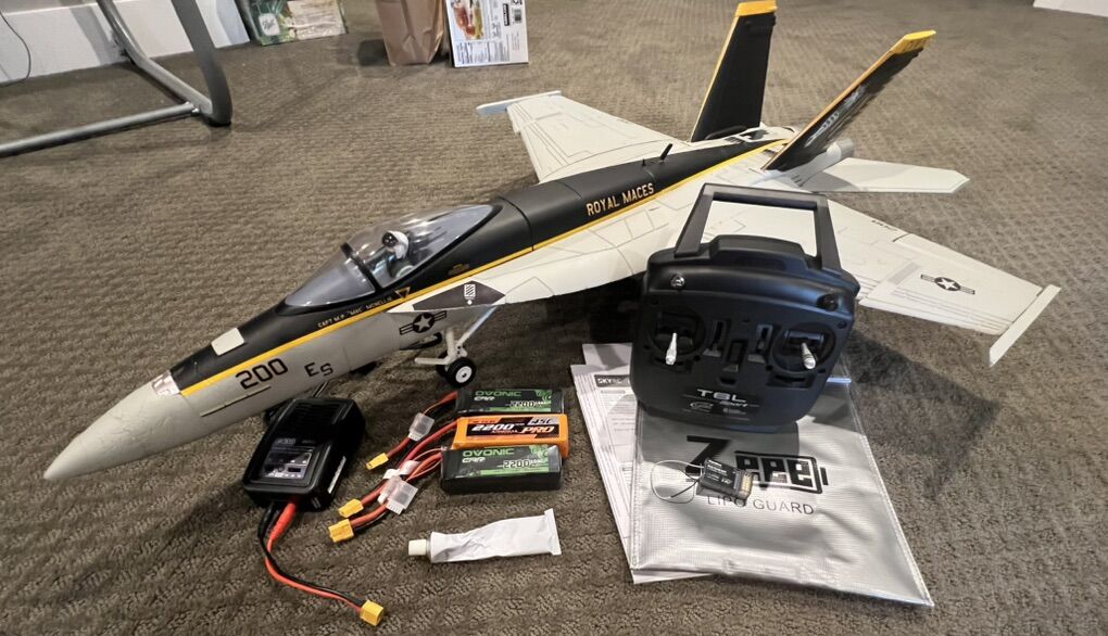 New F18 RC Plane w/ 3 Batteries & Fireproof Pack
