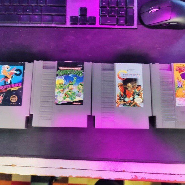 Nintendo NES Game Lot: Bart Simpson Meets Radioactive Man, Contra, Exite Bike, TMNT  - Classic Retro Gaming Fun!