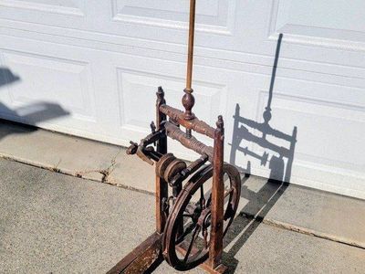 Vintage Wooden Spinning Wheel - Rustic Decor or Restoration Project