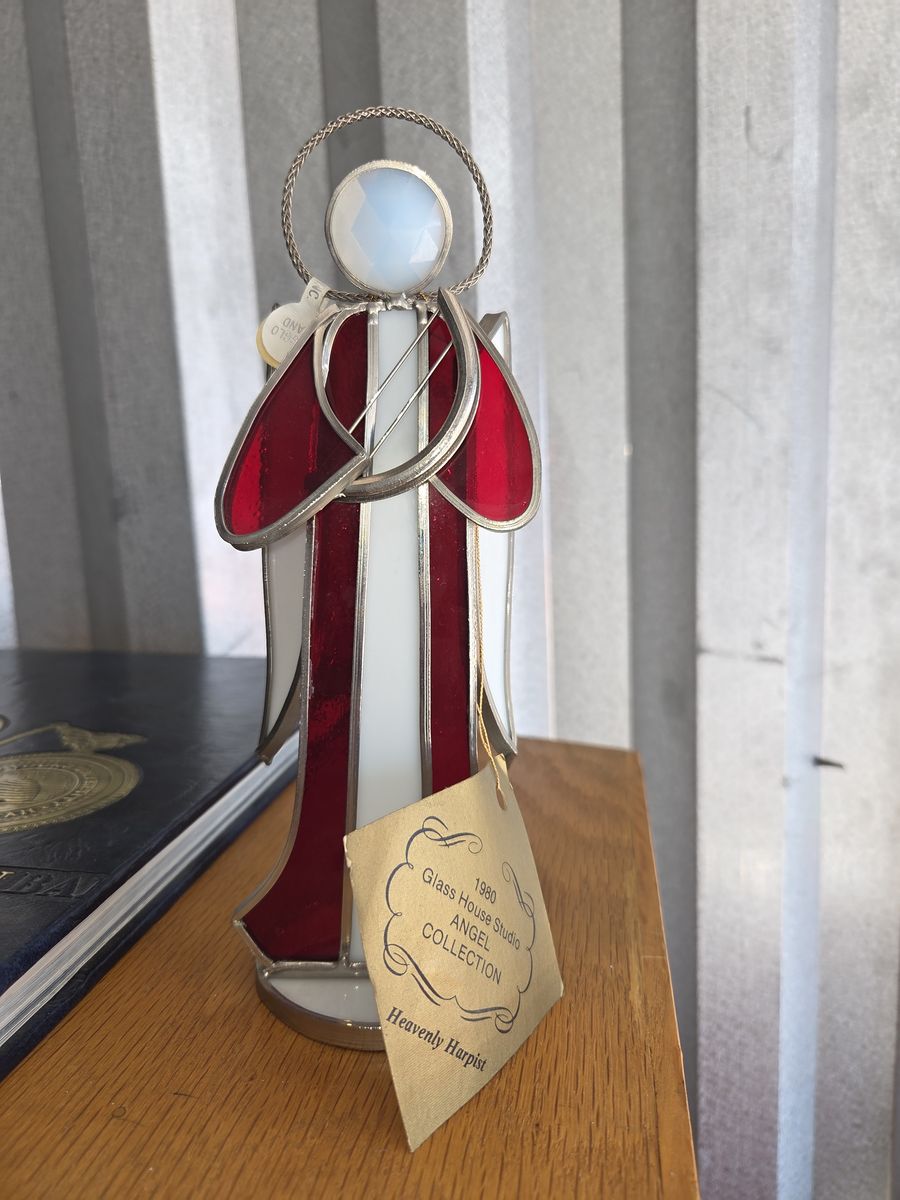 "Heavenly Harpist" Stained Glass Angel Figurine
