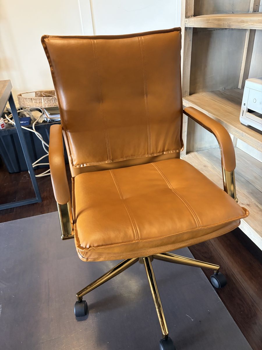 Brand new Modern camel faux leather office chair