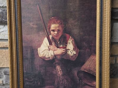 Girl With A Broom Reproduction by Rembrandt