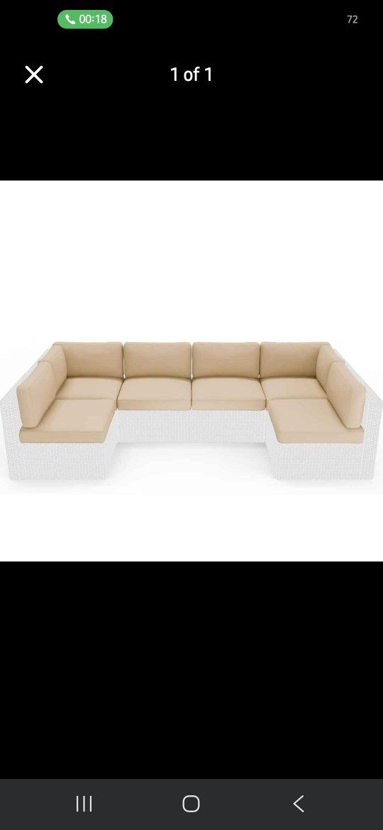 **CUSHIONS ONLY** Outdoor Patio Sectional Sofa Replacement Cushions - Tan, Set of 6 with back cushions