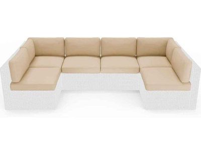 **CUSHIONS ONLY** Outdoor Patio Sectional Sofa Replacement Cushions - Tan, Set of 6 with back cushions