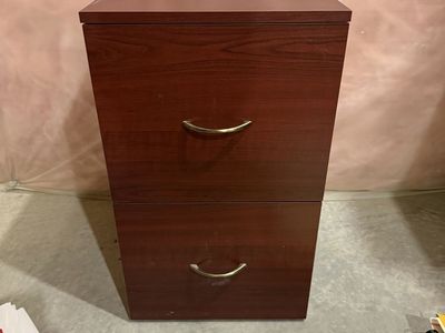 Dark Wood Finish 2-Drawer Filing Cabinet for Office or Home Storage