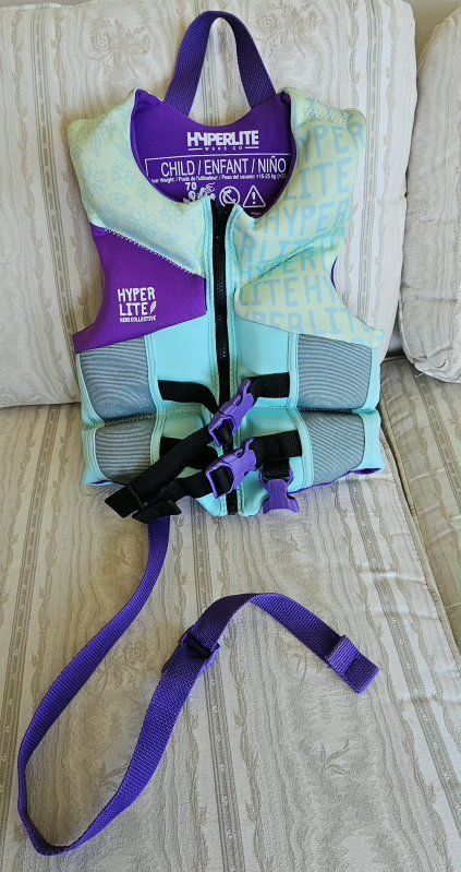 Hyperlite Kids Child Life Vest PFD 33-55 lbs Purple Mint Floral