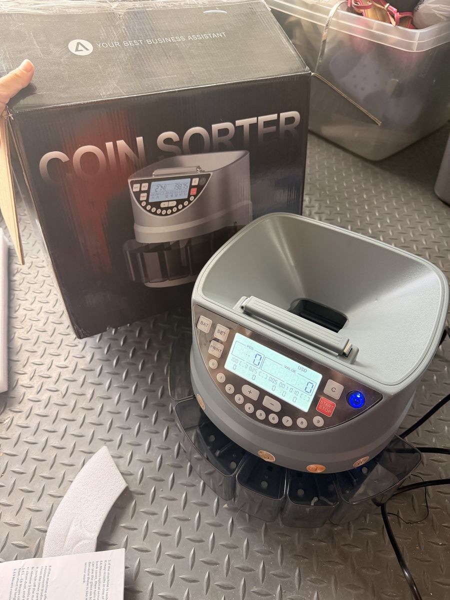 Coin Counter and Sorter with TFT Display - Accurate Sorting Machine for 5 Denominations, Smooth Operation at Up to 300 Coins/min