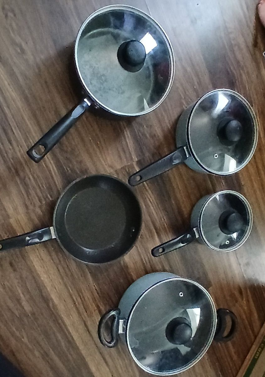 9-Piece Cookware Pot & Pan Set with Lids - $20