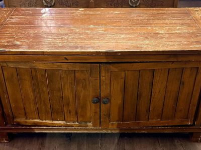 Rustic Solid Wood Coffee Table w/ Cabinet Storage