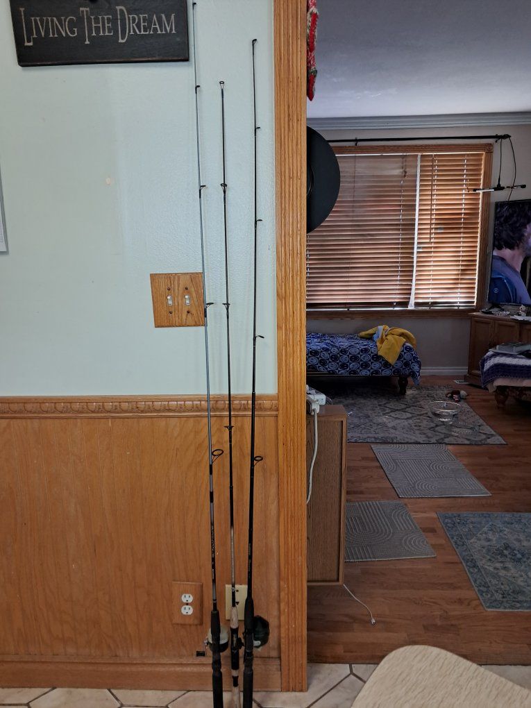 3 vintage usable Shimano fishing poles 