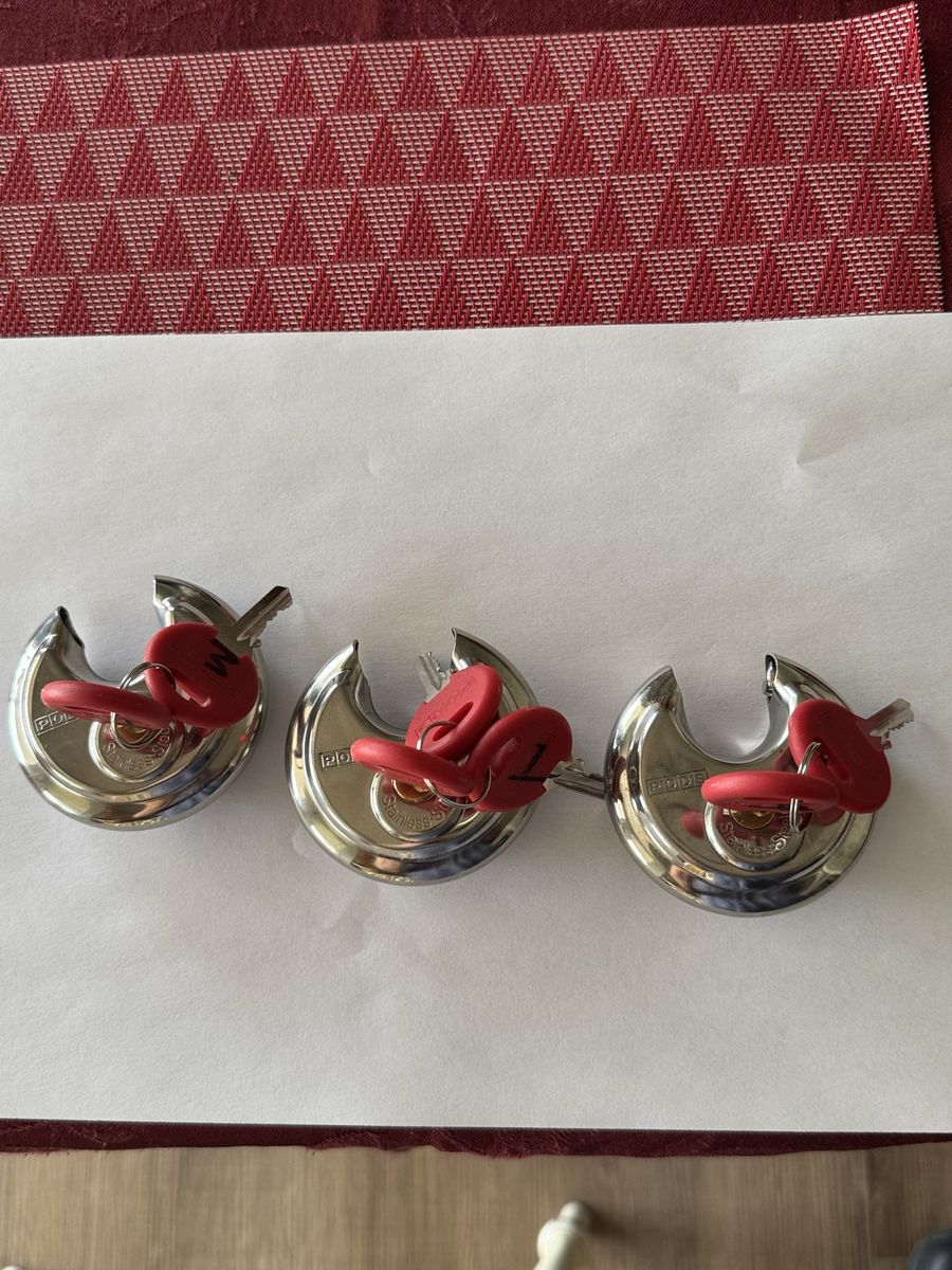Set of 3 PODS Stainless Steel Disc Padlocks with Keyslocks 