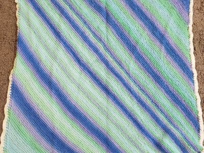 Handmade Baby Blanket Blue Green Purple