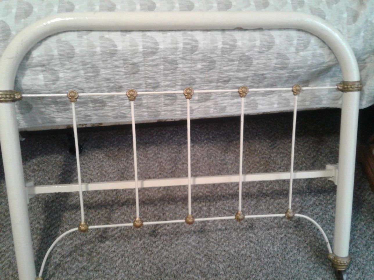 Antique Cast Iron Twin Bed with Springs 1930s