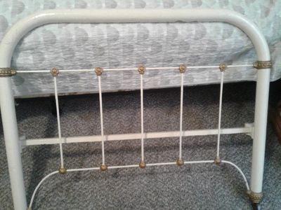 Antique Cast Iron Twin Bed with Springs 1930s